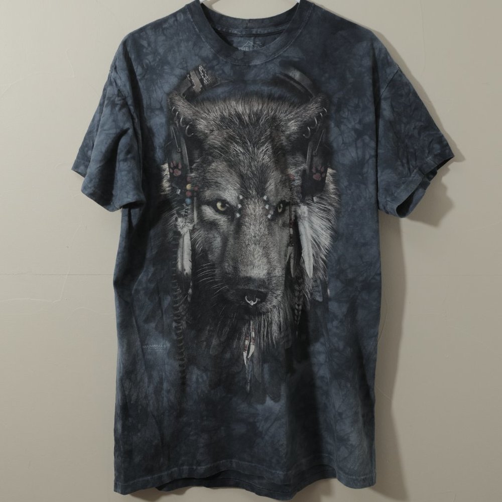 The Mountain Manimals Wolf With Headphones Tee (L)